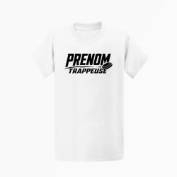 T-shirt Ball Trap Pr&eacute;nom personnalis&eacute; Trappeuse Blanc