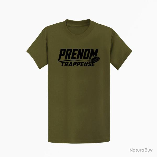 T-shirt Ball Trap Pr�nom personnalis� Trappeuse Kaki / Noir