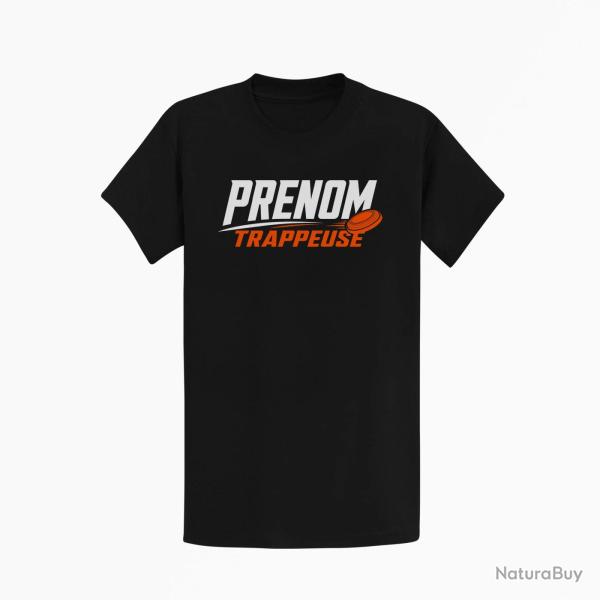T-shirt Ball Trap Pr�nom personnalis� Trappeuse Noir / Orange