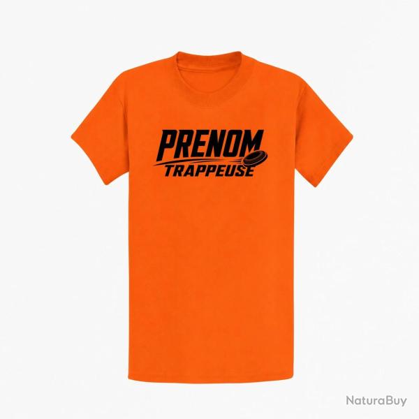 T-shirt Ball Trap Pr�nom personnalis� Trappeuse Orange