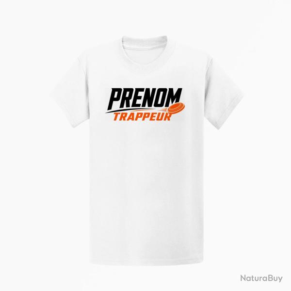 T-shirt Ball Trap Pr�nom personnalis� Trappeur Blanc / Orange
