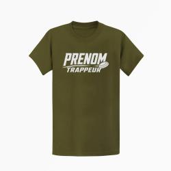 T-shirt Ball Trap Pr&eacute;nom personnalis&eacute; Trappeur Kaki / Blanc