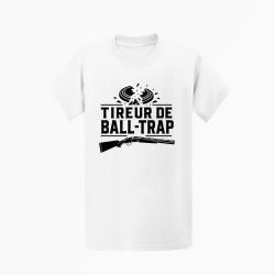 T-shirt Ball Trap Tireur sportif Fusil et &eacute;clats Blanc