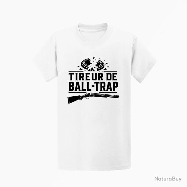 T-shirt Ball Trap Tireur sportif Fusil et �clats Blanc