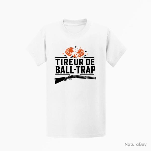 T-shirt Ball Trap Tireur sportif Fusil et �clats Blanc / Orange