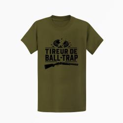 T-shirt Ball Trap Tireur sportif Fusil et &eacute;clats Kaki / Noir