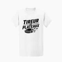 T-shirt Ball Trap Tireur de plateaux Badge sportif Blanc