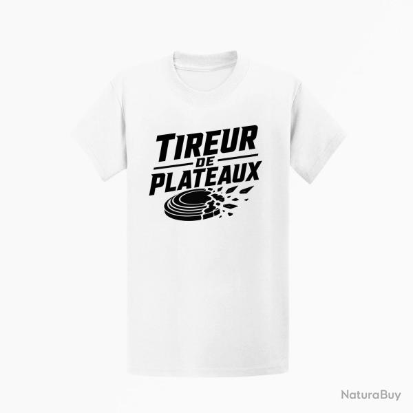 T-shirt Ball Trap Tireur de plateaux Badge sportif Blanc