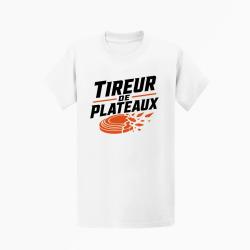 T-shirt Ball Trap Tireur de plateaux Badge sportif Blanc / Orange