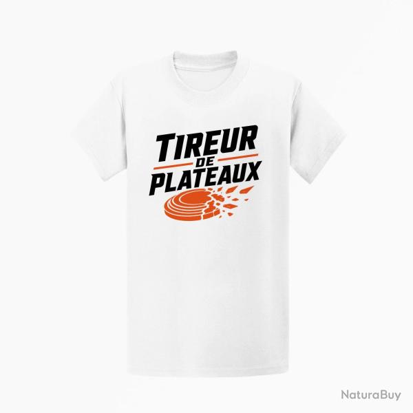 T-shirt Ball Trap Tireur de plateaux Badge sportif Blanc / Orange