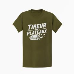 T-shirt Ball Trap Tireur de plateaux Badge sportif Kaki / Blanc