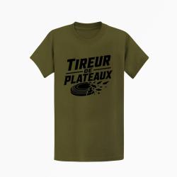 T-shirt Ball Trap Tireur de plateaux Badge sportif Kaki / Noir