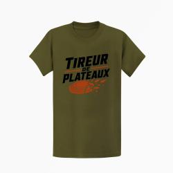 T-shirt Ball Trap Tireur de plateaux Badge sportif Kaki / Noir et orange