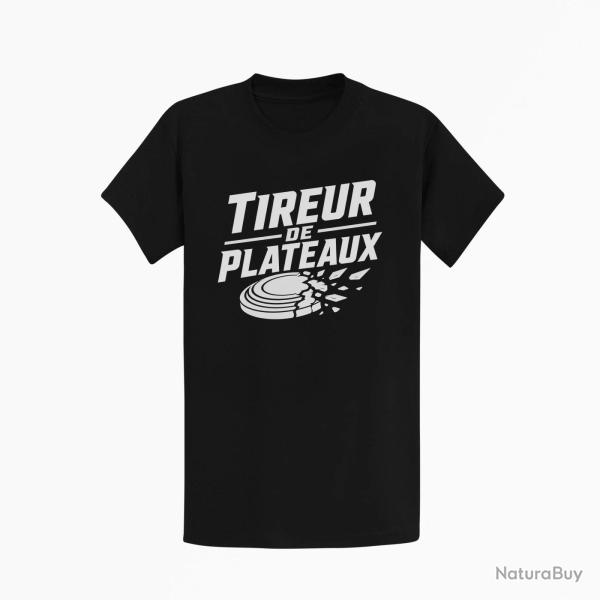 T-shirt Ball Trap Tireur de plateaux Badge sportif Noir