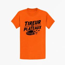 T-shirt Ball Trap Tireur de plateaux Badge sportif Orange