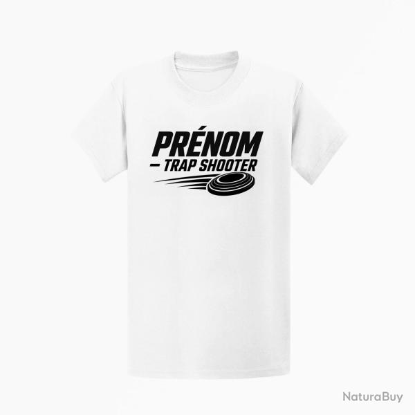 T-shirt Ball Trap Pr�nom personnalis� Trap Shooter Blanc