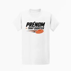 T-shirt Ball Trap Pr&eacute;nom personnalis&eacute; Trap Shooter Blanc / Orange