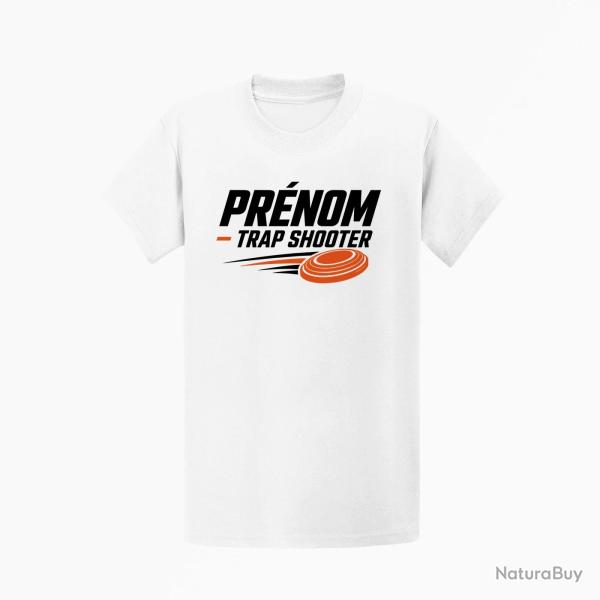 T-shirt Ball Trap Pr�nom personnalis� Trap Shooter Blanc / Orange