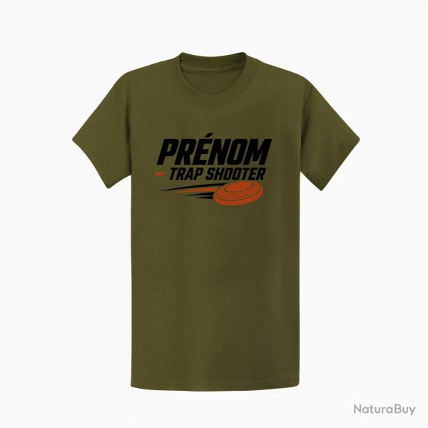 T-shirt Ball Trap Pr�nom personnalis� Trap Shooter Kaki / Noir et orange