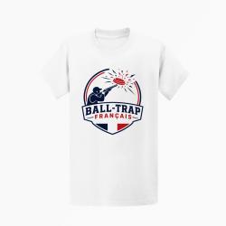 T-shirt Ball Trap Tireur fran&ccedil;ais Plateau en ligne Blanc / Tricolore