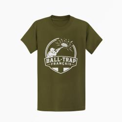 T-shirt Ball Trap Tireur fran&ccedil;ais Plateau en ligne Kaki / Blanc