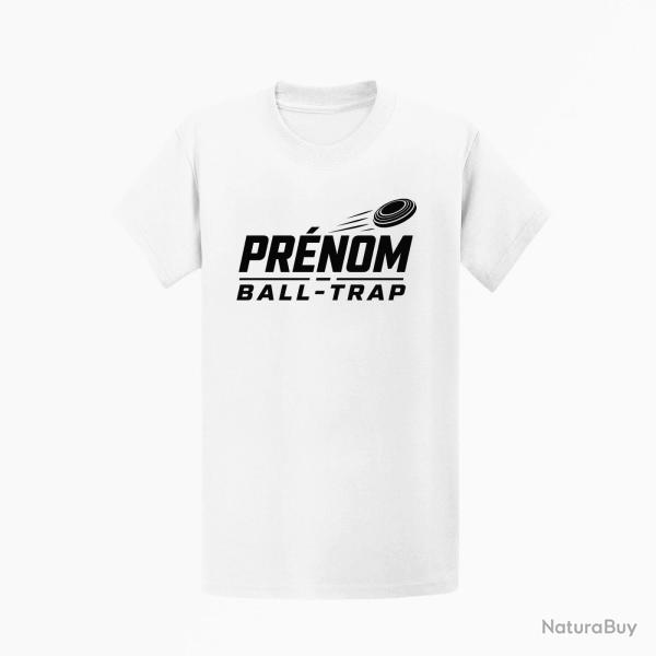 T-shirt Ball Trap Pr�nom personnalis� Passion tir Blanc
