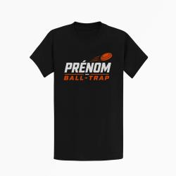T-shirt Ball Trap Pr&eacute;nom personnalis&eacute; Passion tir Noir / Orange