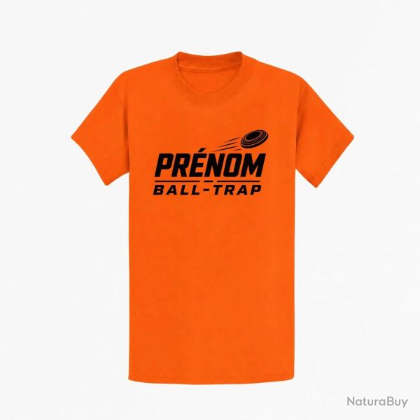 T-shirt Ball Trap Pr�nom personnalis� Passion tir Orange