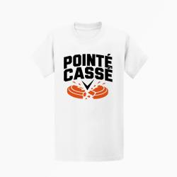 T-shirt Ball Trap Point&eacute; cass&eacute; Double impact Blanc / Orange