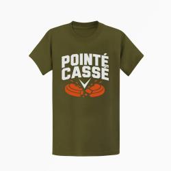 T-shirt Ball Trap Point&eacute; cass&eacute; Double impact Kaki / Blanc et orange