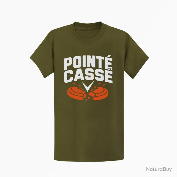 T-shirt Ball Trap Point� cass� Double impact Kaki / Blanc et orange