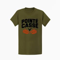 T-shirt Ball Trap Point&eacute; cass&eacute; Double impact Kaki / Noir et orange