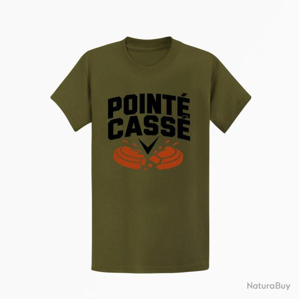 T-shirt Ball Trap Point� cass� Double impact Kaki / Noir et orange