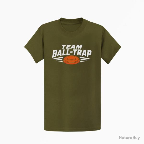 T-shirt Ball Trap Team comp�tition Blason plateau Kaki / Blanc et orange