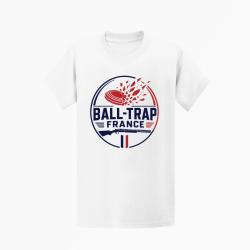T-shirt Ball Trap Plateau &eacute;clat&eacute; France Blanc / Tricolore