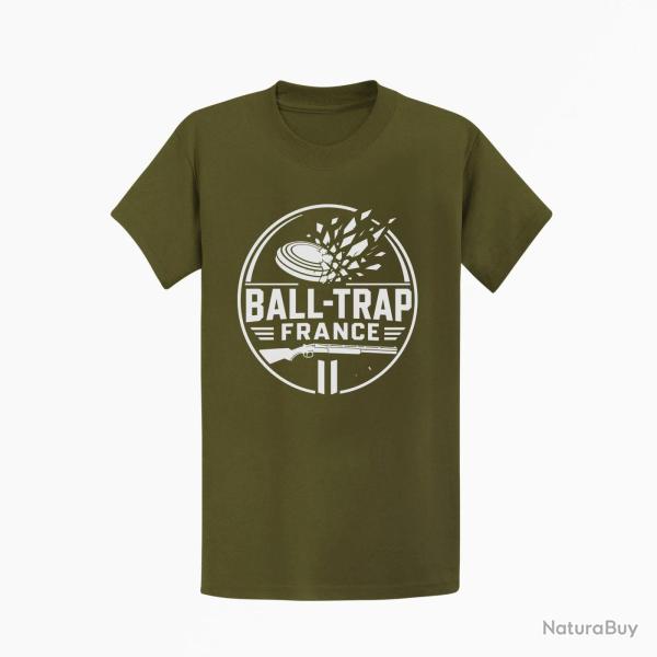 T-shirt Ball Trap Plateau �clat� France Kaki / Blanc
