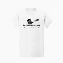 T-shirt Ball Trap Passion France Fusil superpos&eacute; Blanc