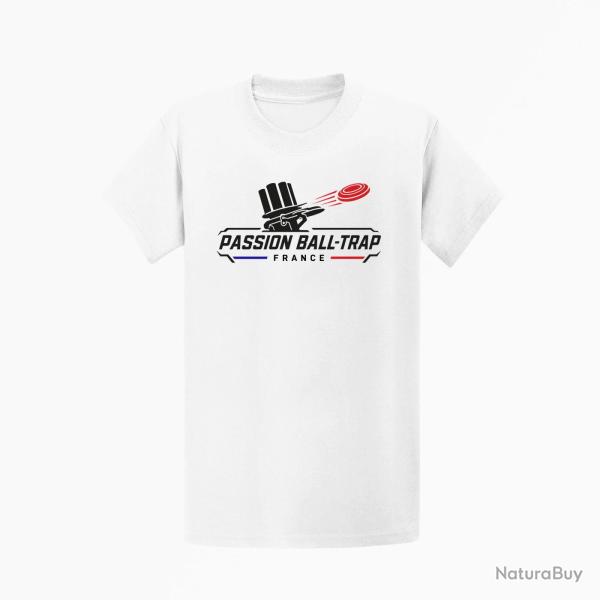 T-shirt Ball Trap Passion France Fusil superpos� Blanc / Tricolore