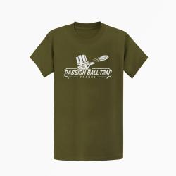T-shirt Ball Trap Passion France Fusil superpos&eacute; Kaki / Blanc