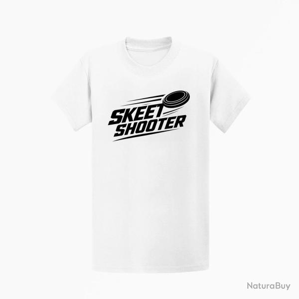 T-shirt Ball Trap Skeet Shooter Plateaux crois�s Blanc