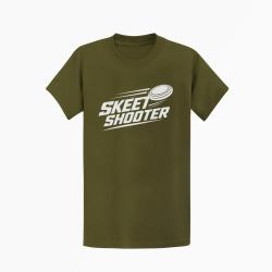 T-shirt Ball Trap Skeet Shooter Plateaux crois&eacute;s Kaki / Blanc