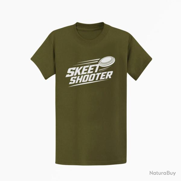 T-shirt Ball Trap Skeet Shooter Plateaux crois�s Kaki / Blanc