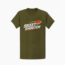 T-shirt Ball Trap Skeet Shooter Plateaux crois&eacute;s Kaki / Blanc et orange