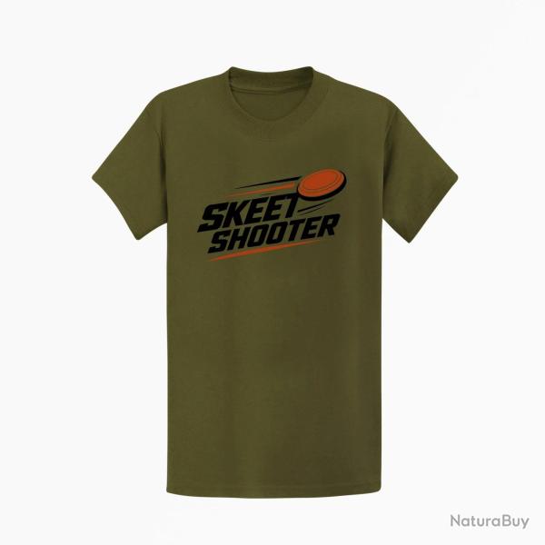 T-shirt Ball Trap Skeet Shooter Plateaux crois�s Kaki / Noir et orange