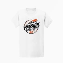 T-shirt Ball Trap Passion Ball Trap Logo tireur Blanc / Orange