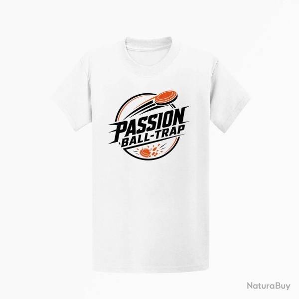 T-shirt Ball Trap Passion Ball Trap Logo tireur Blanc / Orange