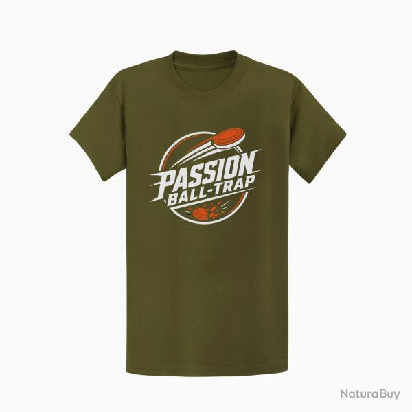 T-shirt Ball Trap Passion Ball Trap Logo tireur Kaki / Blanc et orange