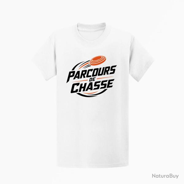 T-shirt Ball Trap Parcours de chasse Tireur Sporting Blanc / Orange
