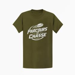 T-shirt Ball Trap Parcours de chasse Tireur Sporting Kaki / Blanc