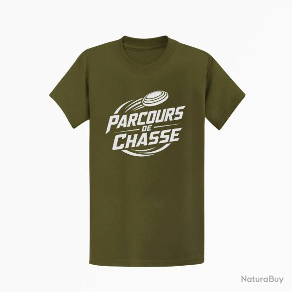 T-shirt Ball Trap Parcours de chasse Tireur Sporting Kaki / Blanc